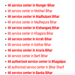 Mi Service Centres - India