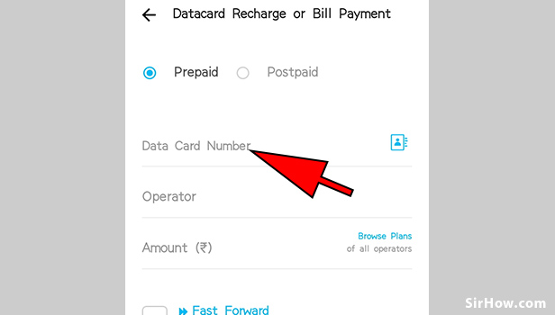 Pay datacard bill using paytm app