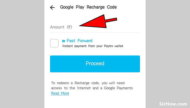 Recharge google play using paytm