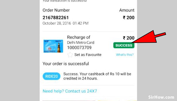 Recharge your metro card using paytm