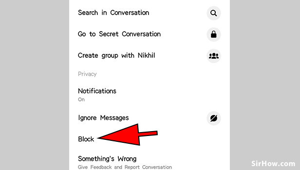 Block someone on messenger
