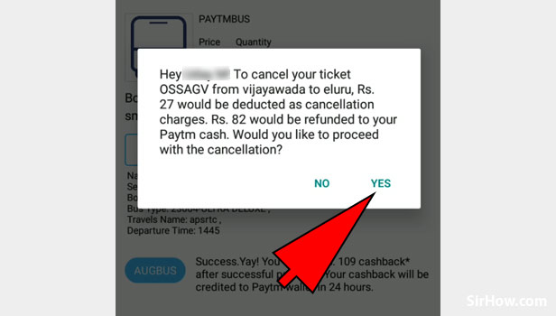 Cancel bus ticket in Paytm