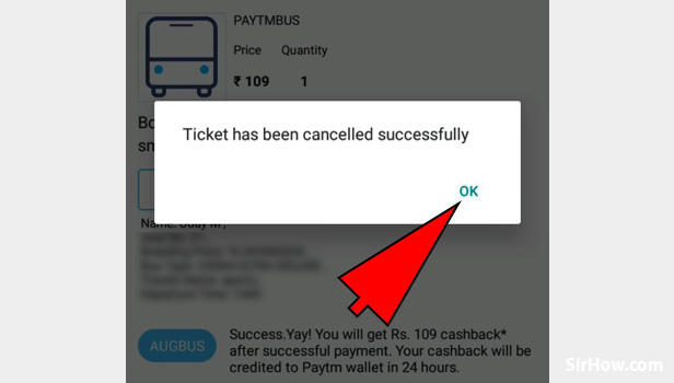 Cancel bus ticket in Paytm