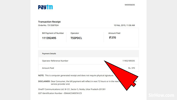 Get receipt of electricity bill payment on Paytm