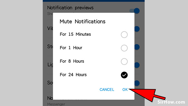 Turn off notification on messenger