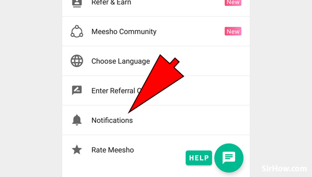 Steps to enable notifications in Meesho