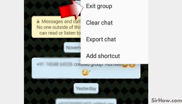 Leave a WhatsApp group Step 5