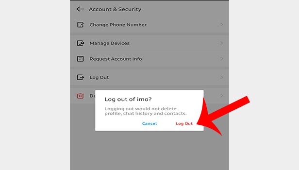 Logout imo Account Step 6