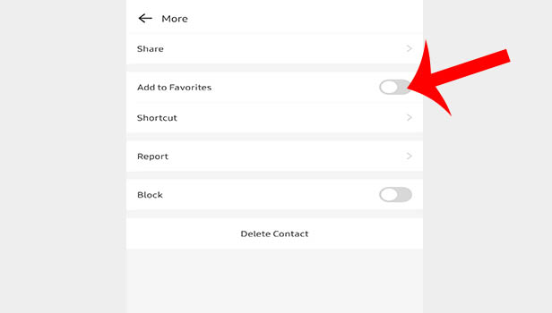 Set Favorite Contacts on imo step 6