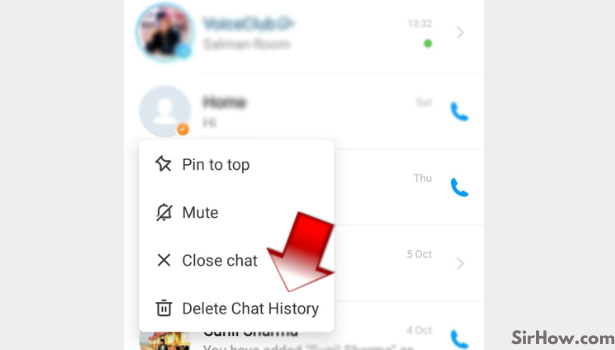 Delete individual Chat History in imo step 2