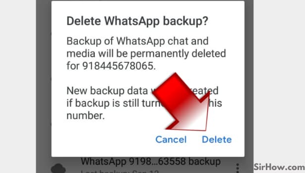 delete whatsapp backup step 6