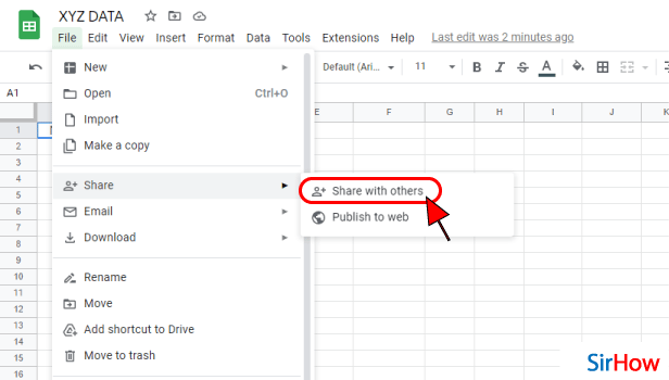 How to Share Google Sheets with others to Edit step 4