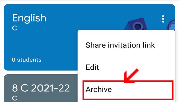image title Archive Google Classroom step 3