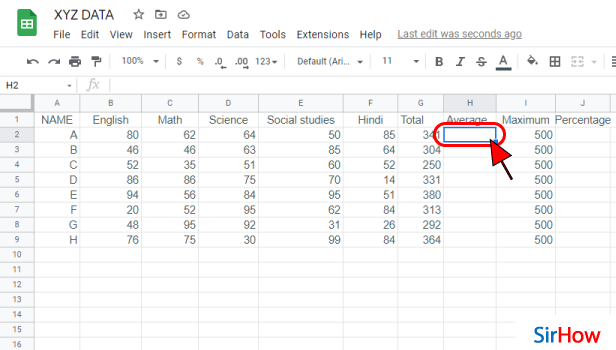 image titled Add Average Formula in Google Sheets step 2