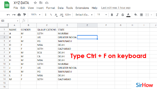 Image Title find and replace file in google sheets step 2