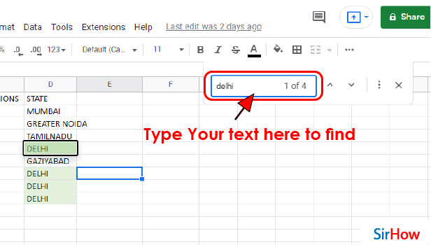 Image Title find and replace file in google sheets step 3