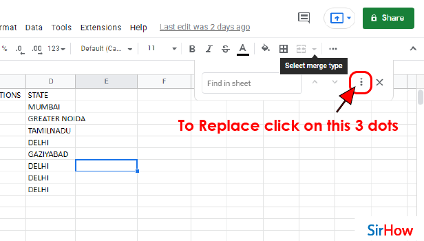Image Title find and replace file in google sheets step 4
