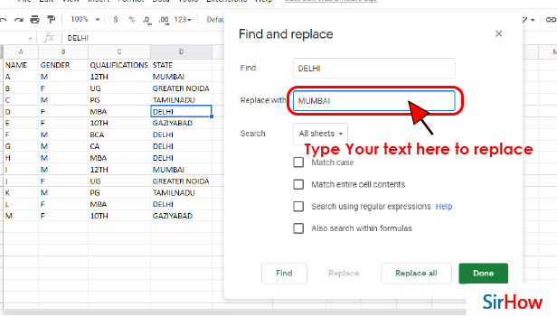 Image Title find and replace file in google sheets step 5