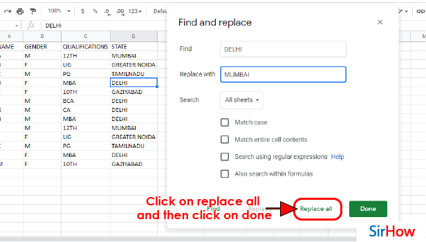 Image Title find and replace file in google sheets step 6