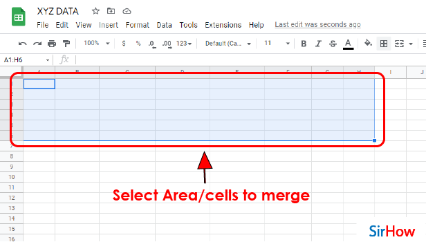 image Title merge cell step 2