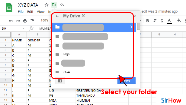 Image title move file in google sheets step 3