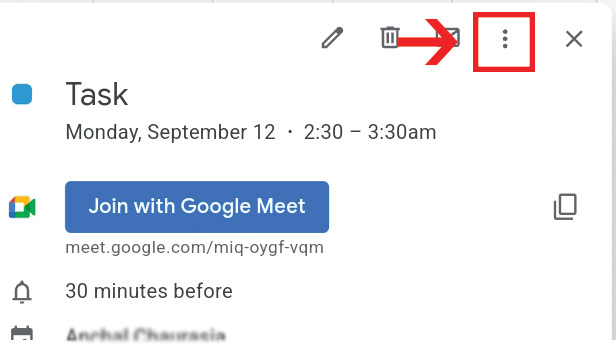 image title Change Host in Google Meet Classroom step 2