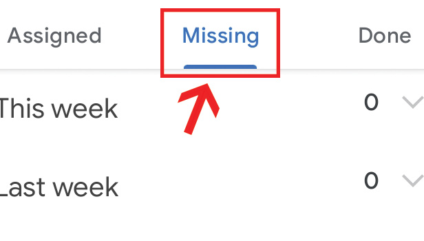 image title Check Missing Assignments on Google Classroom step 4