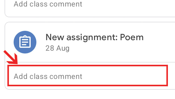 image title Comment in Google Classroom step 3