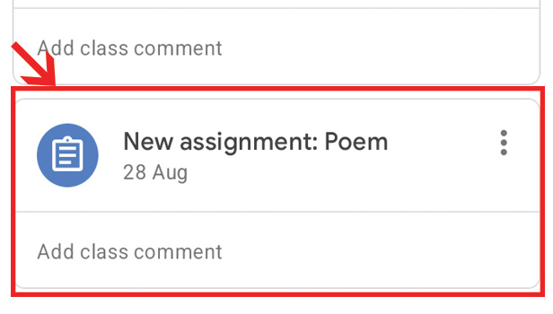 image title Comment in Google Classroom step 4