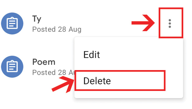 image title Delete an Assignment in Google Classroom step 4