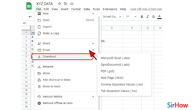 Image Title download file in MS Excel format step 3