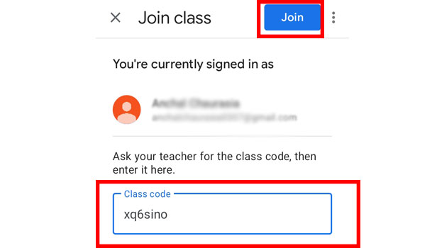 image title Join Google Classroom step 4