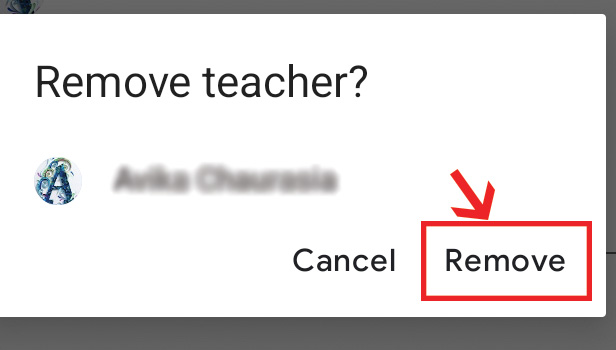 Image title Remove a Teacher from Google Classroom step 5