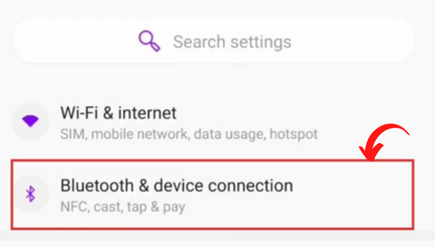 Bluetooth and connections settings android