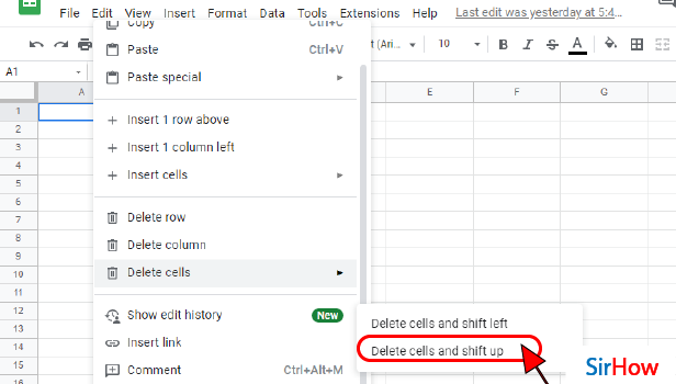 Image Title to delete cells row column step 7