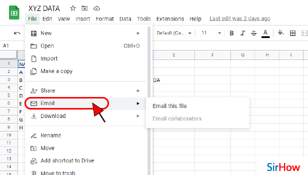 Image Title Email google sheets step 3