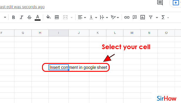 Image Title Insert comment in google sheets step 2