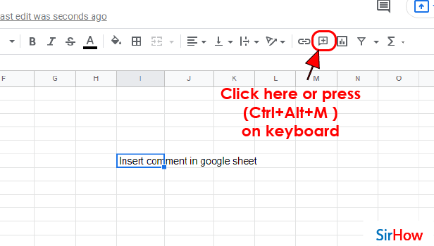 Image Title Insert comment in google sheets step 3