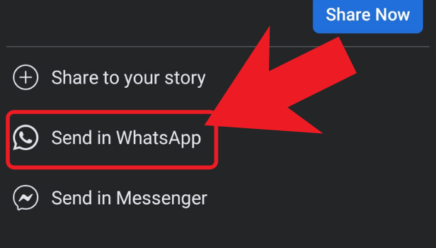 Image Title share Facebook videos on Whatsapp step 3