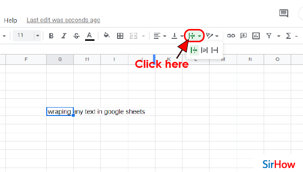 Image Title Wrap text in google sheet step 3