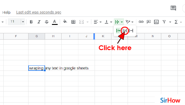 Image Title Wrap text in google sheet step 4