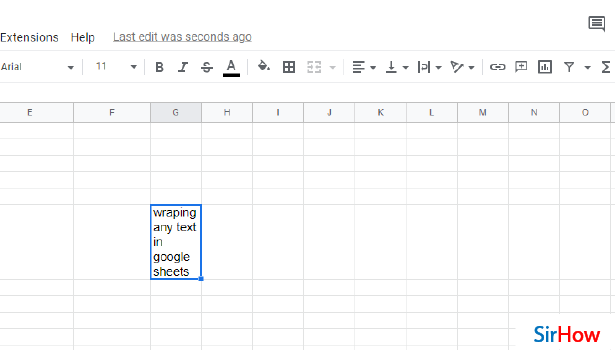 Image Title Wrap text in google sheet step 5