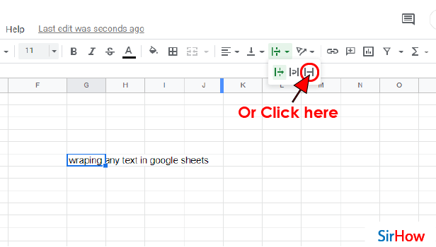 Image Title Wrap text in google sheet step 6