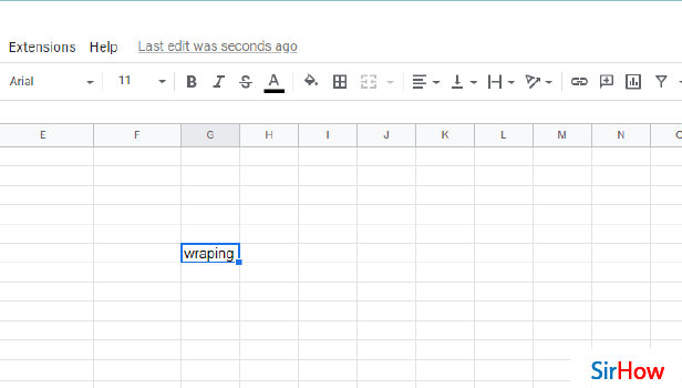Image Title Wrap text in google sheet step 7