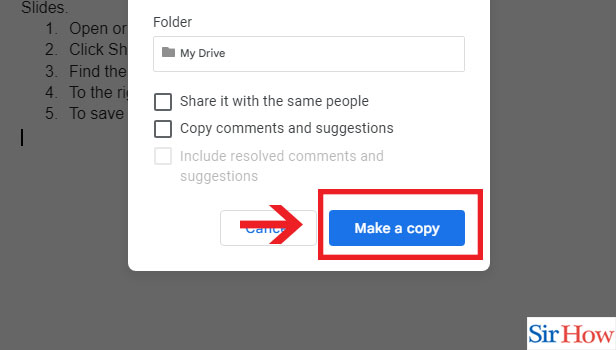 Image title Make a Copy of a Google Doc step 10