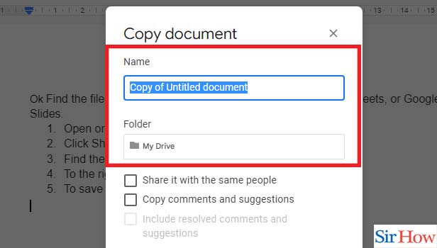 Image title Make a Copy of a Google Doc step 9