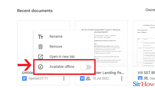 Image title Make a Google Doc Available Offline step 6