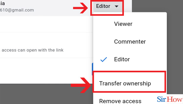 Image title Transfer Google Doc Ownership step 7