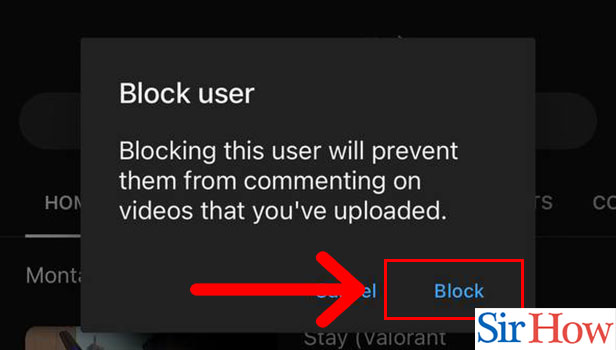 Image title Block Channel on YouTube on iPhone Step 6