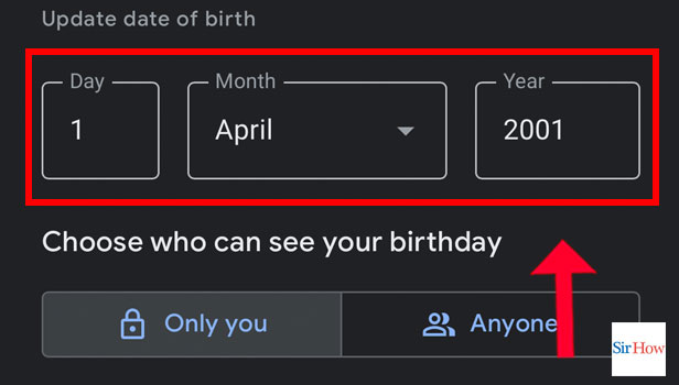 Image Title Change Date Of Birth In Gmail App Step 6